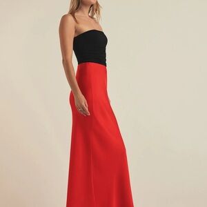 Favorite Daughter Red Asymmetrical A-line Maxi Skirt